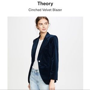 Theory Navy Velvet Blazer size 4 NWOT